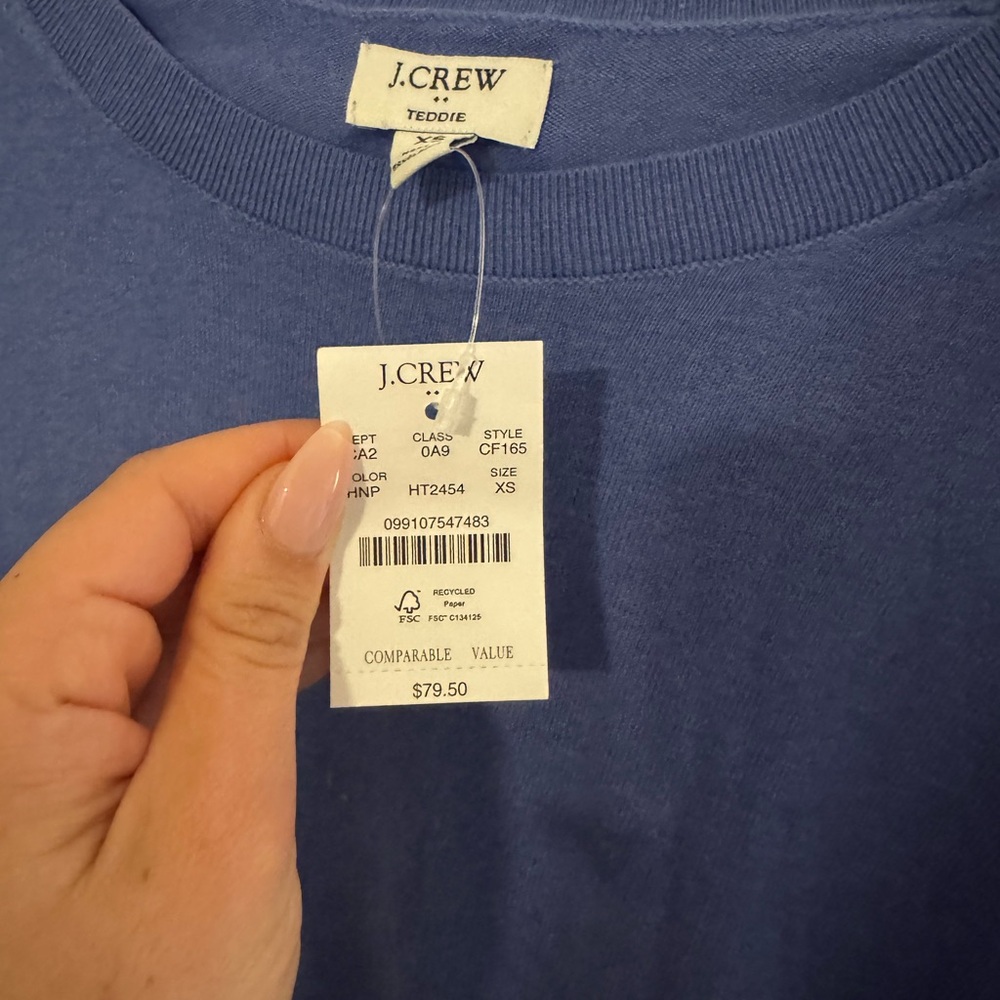J. Crew Blue Teddie long sleeve XS - Picture 2 of 5